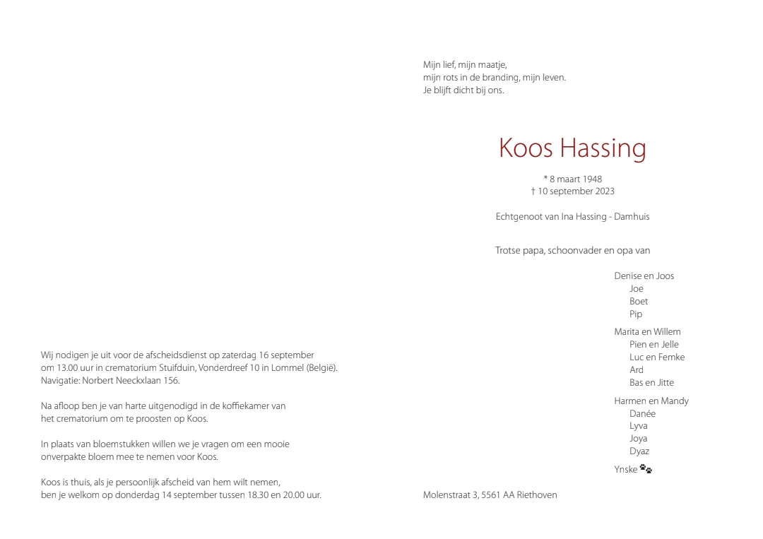 Koos Hassing - in memoriam